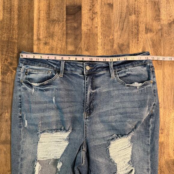 Judy Blue Los Angeles Women's Straight Shooter Denim Jean Distressed Blue Sz 20W - Picture 4 of 9